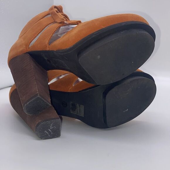 ✨🧡 Cinnamon Rust Burnt Orange Jeffrey Campbell x Free People Laced Heels 🧡✨ - Picture 7 of 16